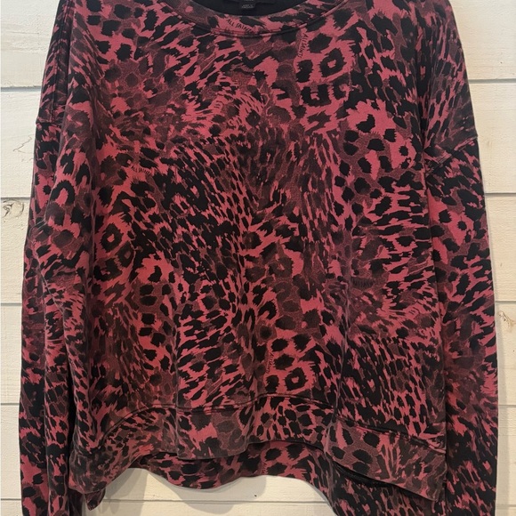 ALLSAINTS Lo Redar Leopard Print Sweatshirt size medium in pink and black - Picture 5 of 16